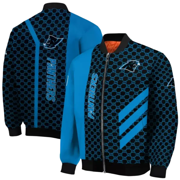 carolina panthers triple side stripes blue black bomber jacket fashion forward