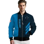 carolina panthers triple side stripes blue black bomber jacket best selling