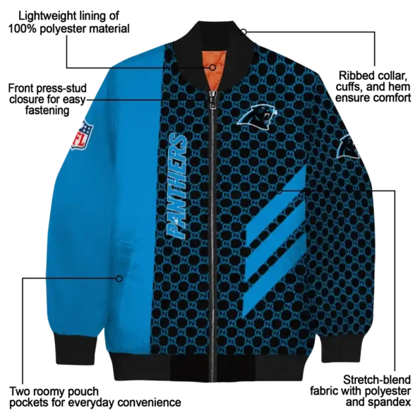 carolina panthers triple side stripes blue black bomber jacket new arrival