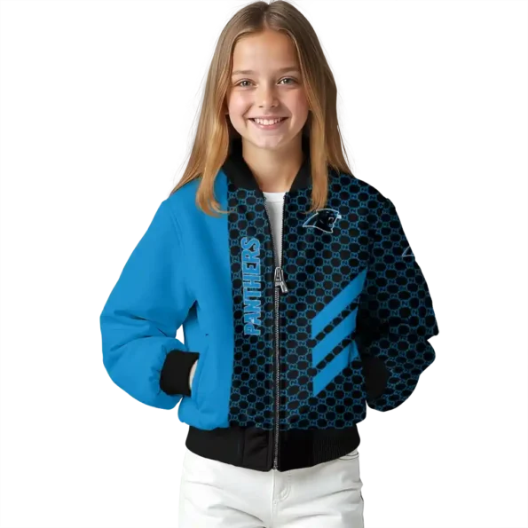 carolina panthers triple side stripes blue black bomber jacket top rated