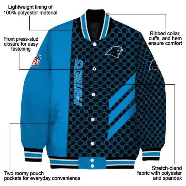 carolina panthers triple side stripes blue black varsity jacket new arrival.webp