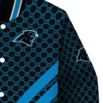 carolina panthers triple side stripes blue black varsity jacket best selling.webp