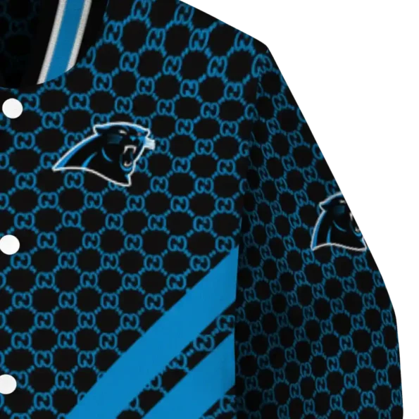 carolina panthers triple side stripes blue black varsity jacket premium grade.webp