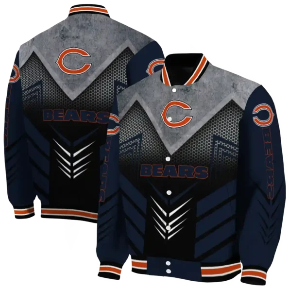 chicago bears arrow layer blue black varsity jacket fashion forward.webp