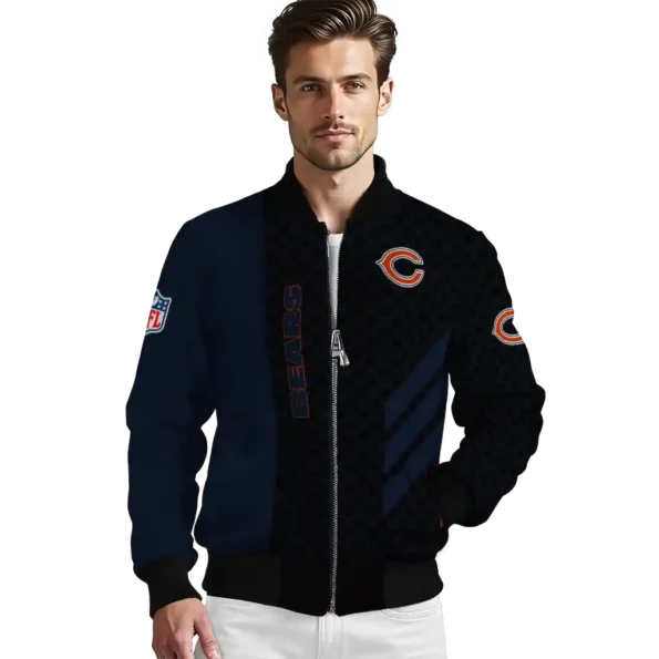 chicago bears triple side stripes blue black bomber jacket high quality