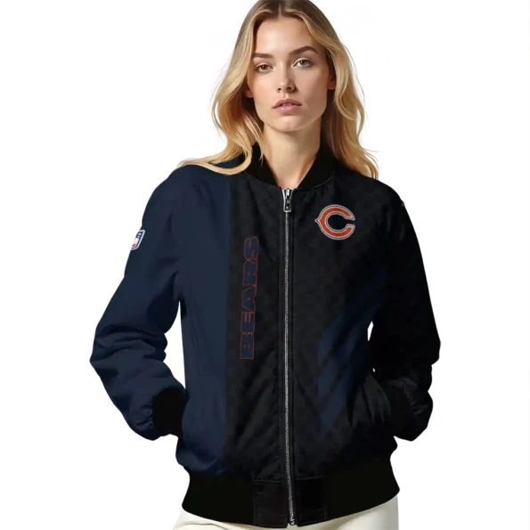 chicago bears triple side stripes blue black bomber jacket latest model