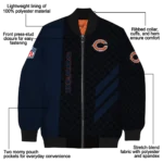 chicago bears triple side stripes blue black bomber jacket best selling