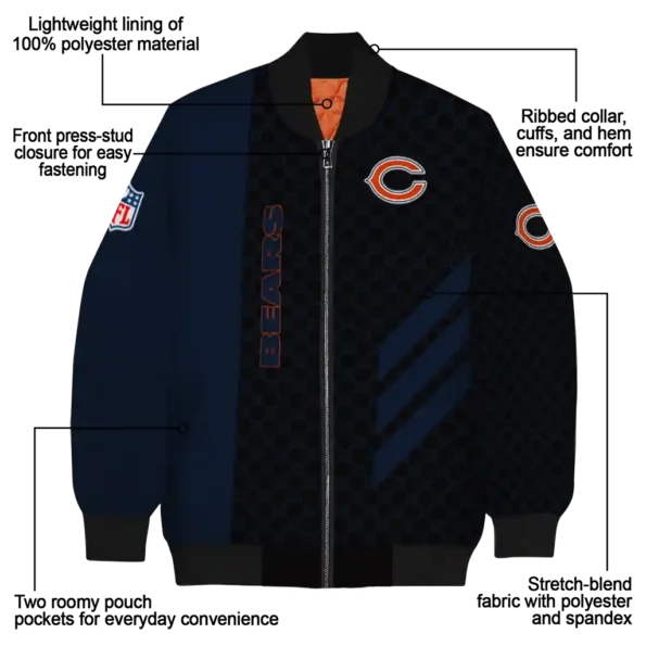 chicago bears triple side stripes blue black bomber jacket new arrival