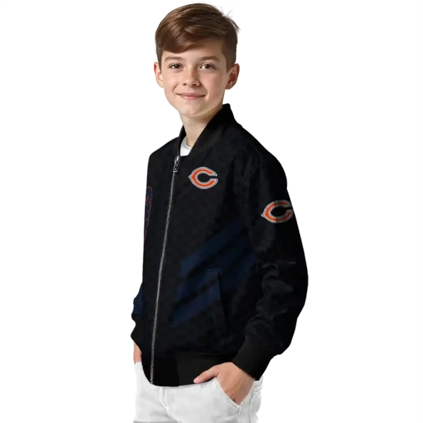 chicago bears triple side stripes blue black bomber jacket trendy