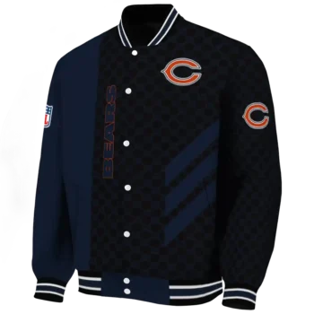 chicago bears triple side stripes blue black varsity jacket best selling.webp