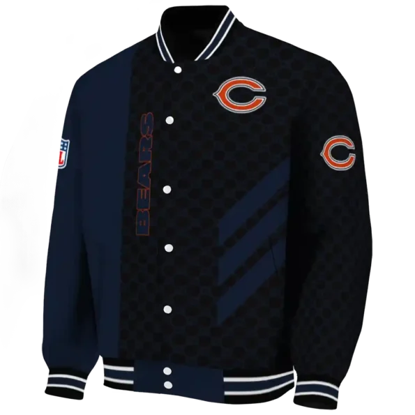 chicago bears triple side stripes blue black varsity jacket best selling.webp