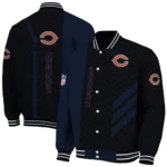 chicago bears triple side stripes blue black varsity jacket best selling.webp