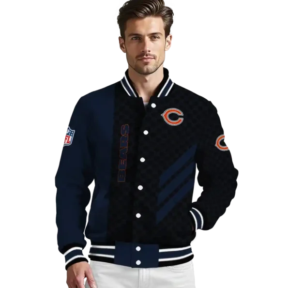 chicago bears triple side stripes blue black varsity jacket high quality.webp