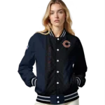 chicago bears triple side stripes blue black varsity jacket best selling.webp