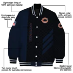 chicago bears triple side stripes blue black varsity jacket best selling.webp
