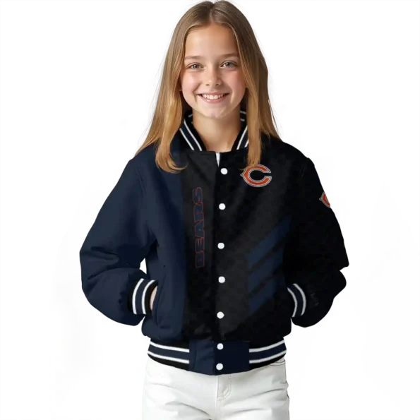 chicago bears triple side stripes blue black varsity jacket top rated.webp