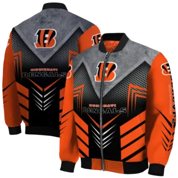 cincinnati bengals arrow layer orange black bomber jacket fashion forward