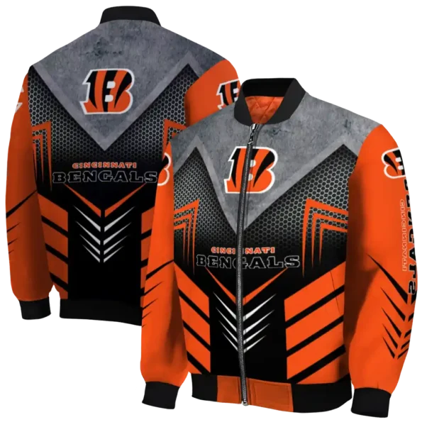 cincinnati bengals arrow layer orange black bomber jacket fashion forward