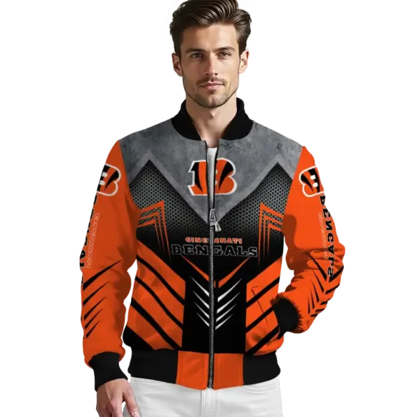 cincinnati bengals arrow layer orange black bomber jacket high quality