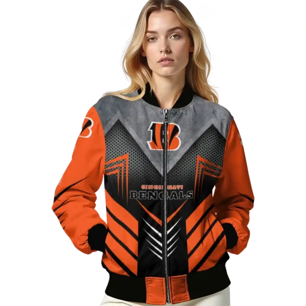 cincinnati bengals arrow layer orange black bomber jacket latest model