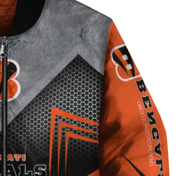 cincinnati bengals arrow layer orange black bomber jacket premium grade