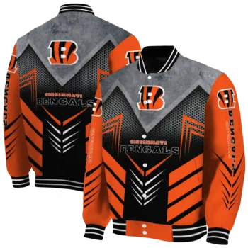 cincinnati bengals arrow layer orange black varsity jacket fashion forward.webp