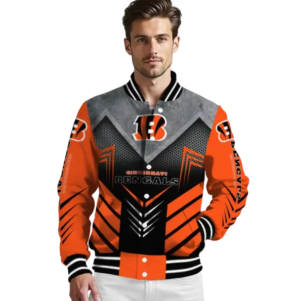 cincinnati bengals arrow layer orange black varsity jacket high quality.webp