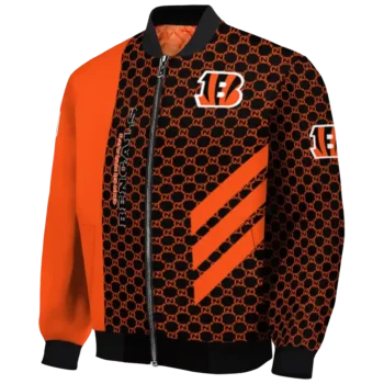 cincinnati bengals triple side stripes orange black bomber jacket best selling