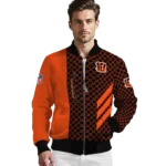 cincinnati bengals triple side stripes orange black bomber jacket best selling