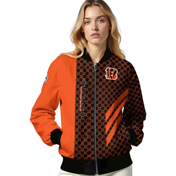 cincinnati bengals triple side stripes orange black bomber jacket latest model
