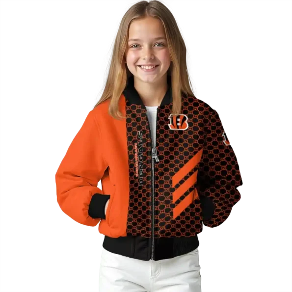 cincinnati bengals triple side stripes orange black bomber jacket top rated
