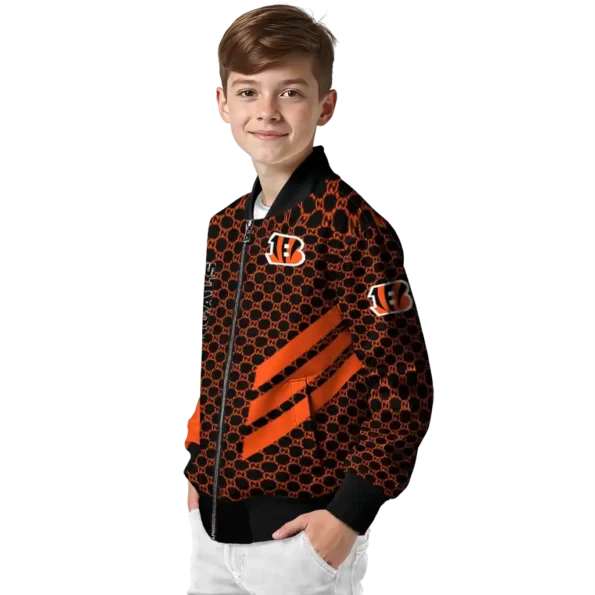 cincinnati bengals triple side stripes orange black bomber jacket trendy