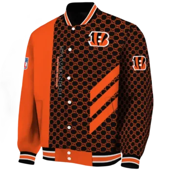 cincinnati bengals triple side stripes orange black varsity jacket best selling.webp