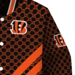 cincinnati bengals triple side stripes orange black varsity jacket best selling.webp