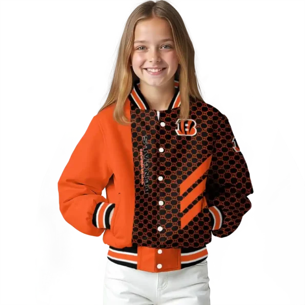 cincinnati bengals triple side stripes orange black varsity jacket top rated.webp