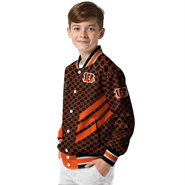 cincinnati bengals triple side stripes orange black varsity jacket trendy.webp
