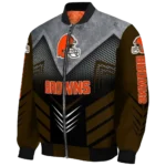 cleveland browns arrow layer brown black bomber jacket best selling