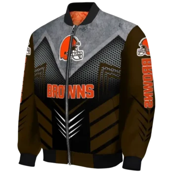 cleveland browns arrow layer brown black bomber jacket best selling