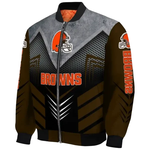 cleveland browns arrow layer brown black bomber jacket best selling