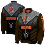 cleveland browns arrow layer brown black bomber jacket best selling