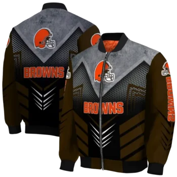 cleveland browns arrow layer brown black bomber jacket fashion forward