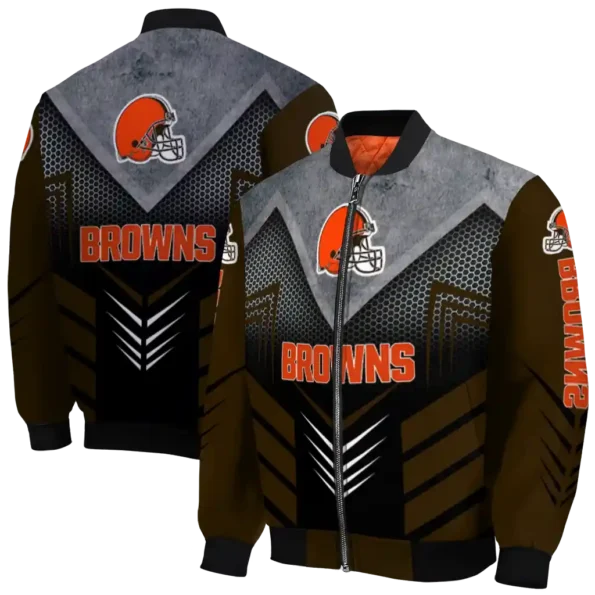 cleveland browns arrow layer brown black bomber jacket fashion forward