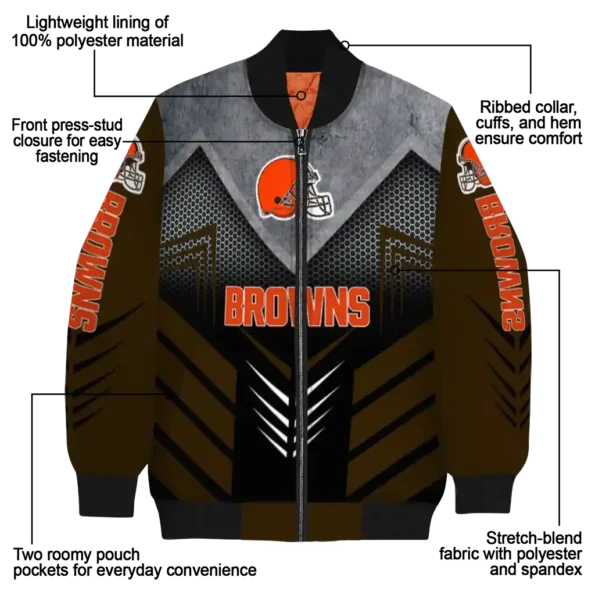 cleveland browns arrow layer brown black bomber jacket new arrival