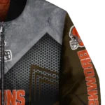 cleveland browns arrow layer brown black bomber jacket best selling