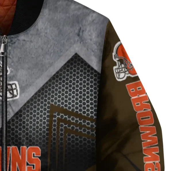 cleveland browns arrow layer brown black bomber jacket premium grade