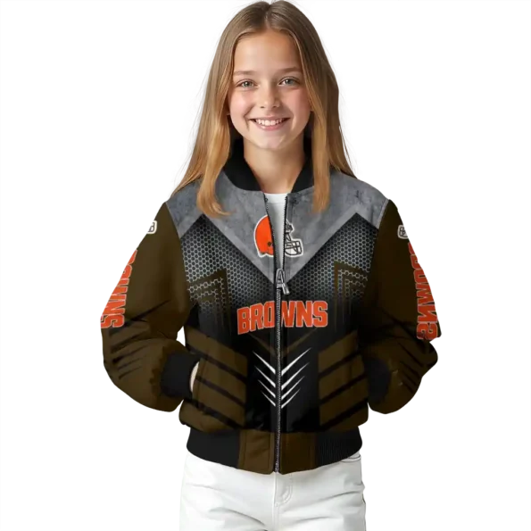 cleveland browns arrow layer brown black bomber jacket top rated