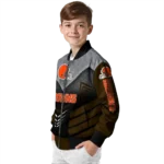 cleveland browns arrow layer brown black bomber jacket best selling