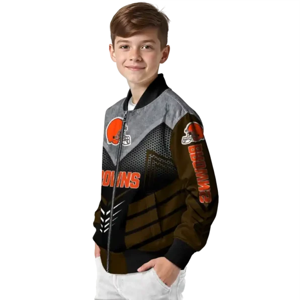 cleveland browns arrow layer brown black bomber jacket trendy