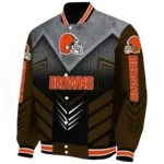 cleveland browns arrow layer brown black varsity jacket best selling.webp