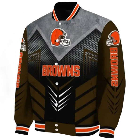 cleveland browns arrow layer brown black varsity jacket best selling.webp